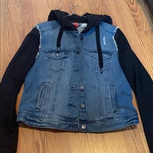 H&M women’s Jean jacket with black hoodie